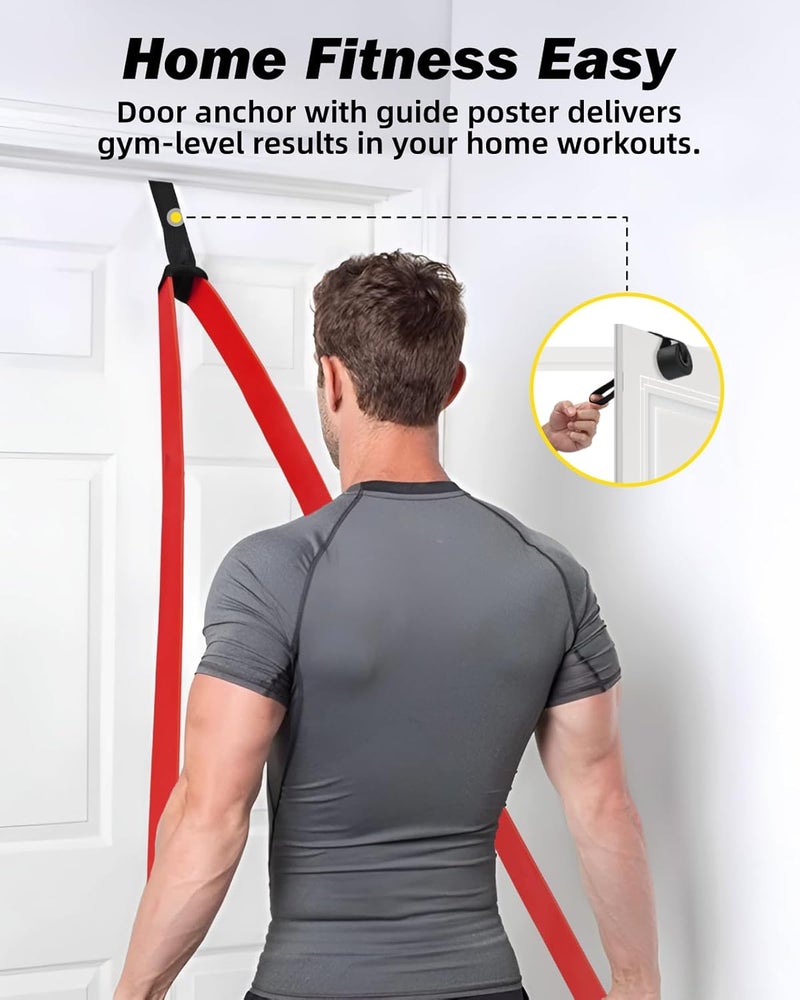 Zacro Resistance Bands, 6 Resistance Levels Pull Up Assistance Bands, Exercise Bands for Men&Women, Heavy Duty Resistance Band Set with Door Anchor, for Working Out, Muscle Training, Physical Therapy - Image 5